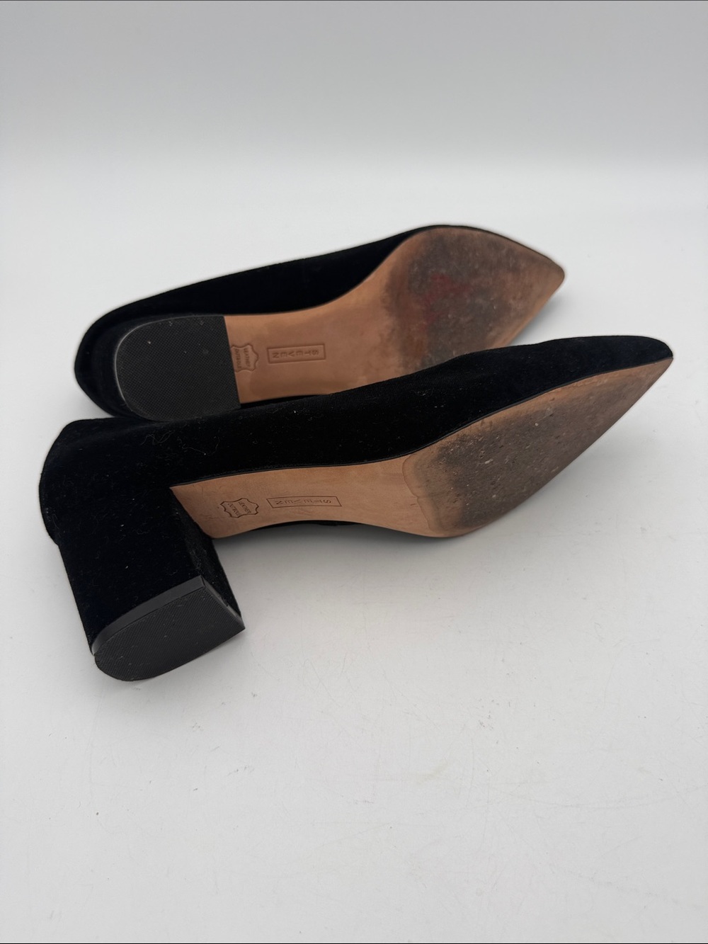 STEVEN by Steve Madden Black Suede Pointed Toe Block Heel Pumps women 10M office - Picture 7 of 12
